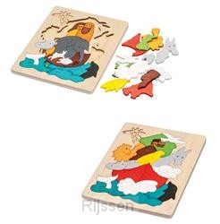 Houten Puzzel, de Ark (2 Puzzels)  3+