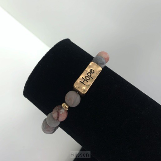 Armband natuursteen hope rose/grijs