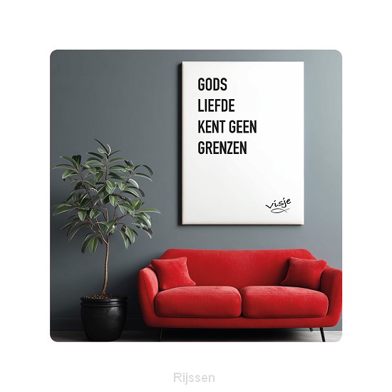 Visje bordje Gods liefde kent geen grenz