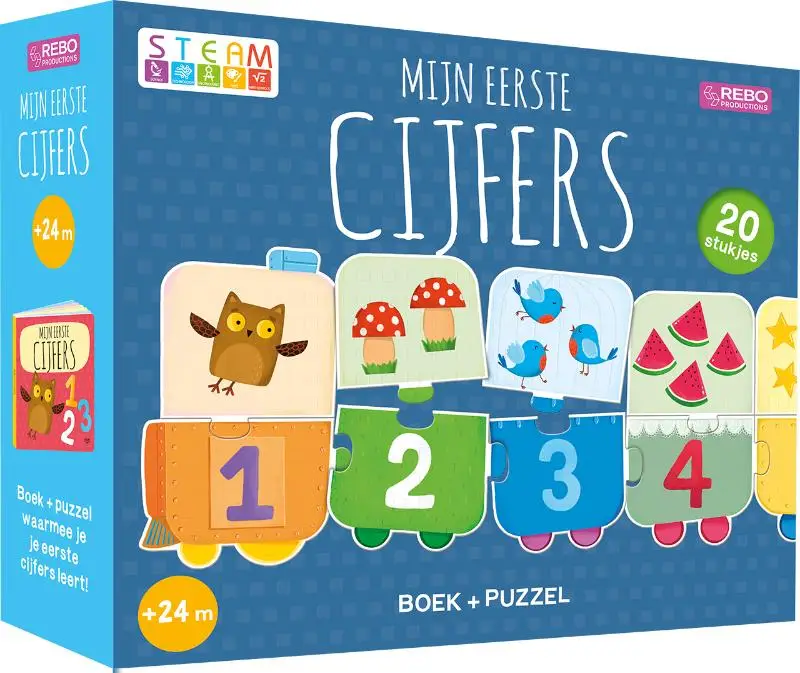 Puzzeltrein 20 stukjes en boek - Mijn eerste cijfers