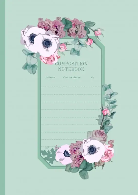 Paperback Notebook | Journal with digitally handmade Illustrated Cover | Watercolor Wedding Bouquet