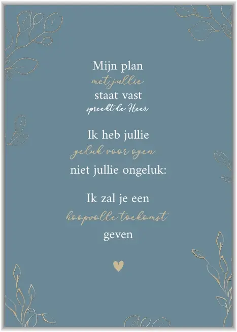 Mijn plan met jullie staat vast