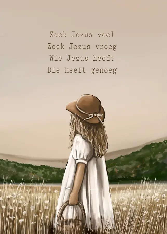 Kaartje A7 Zoek Jezus veel (meisje)