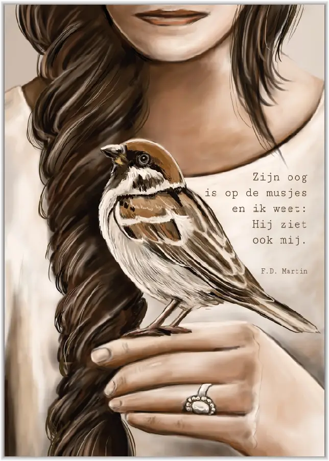 Kaartje A7 Zijn oog is op de musjes