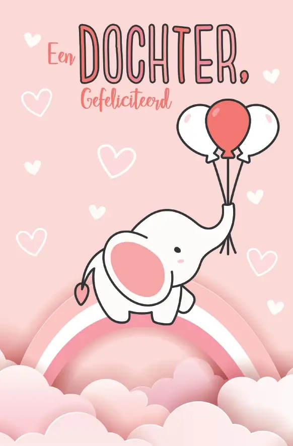 Wenskaart Gefeliciteerd met de geboorte van jullie Dochter