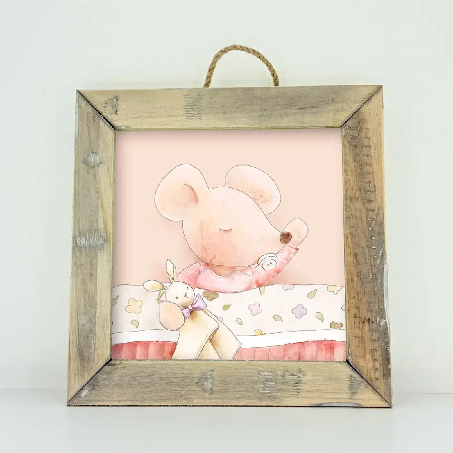 Schilderij Square Muisje meisje