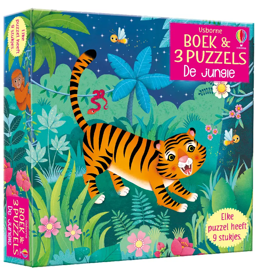Boek & 3 Puzzels De jungle