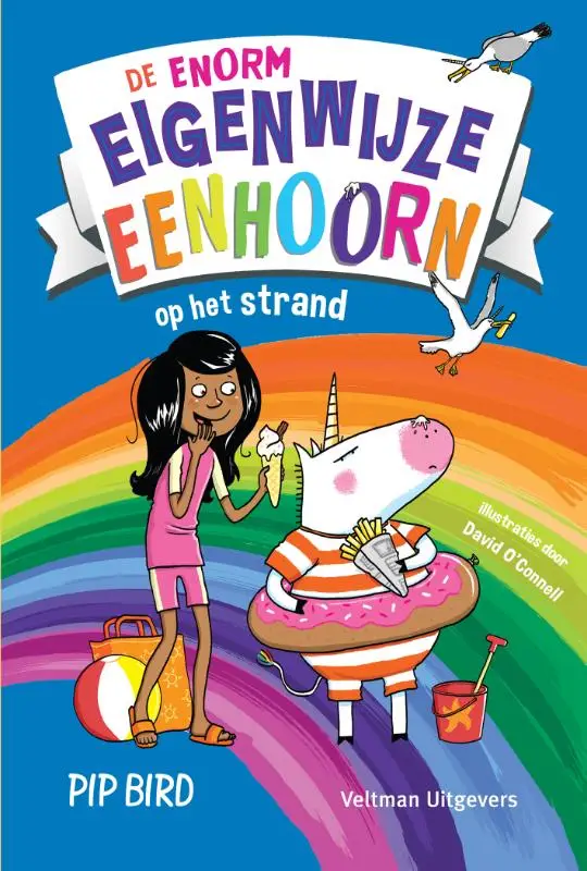 Enorm eigenwijze eenhoorn op het stra