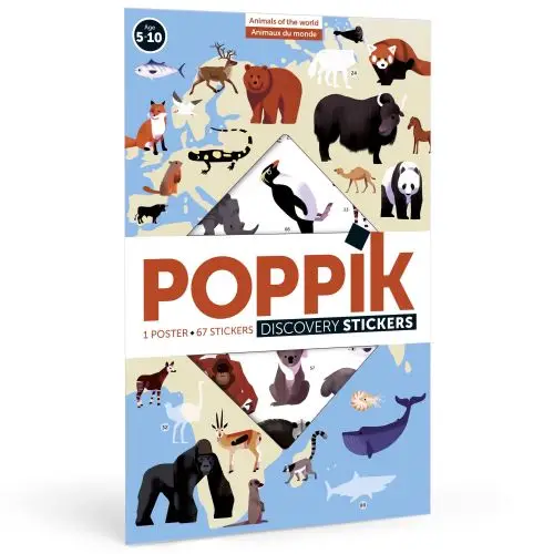 Dieren van de wereld - 59 herbruikbare stickers