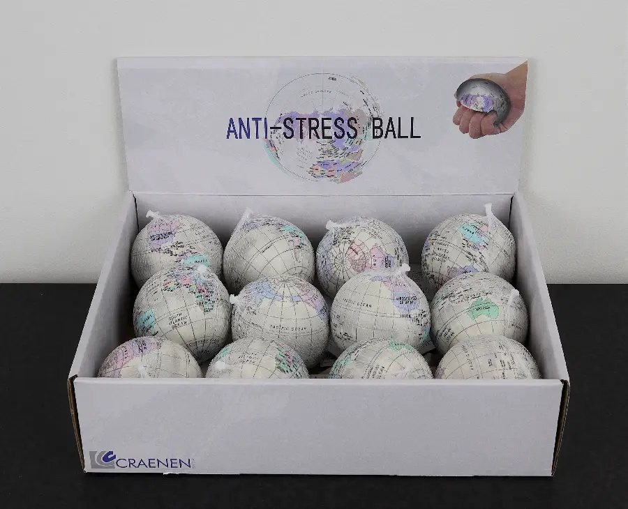 Display Anti-stressbal wereld vintage 12 stuks