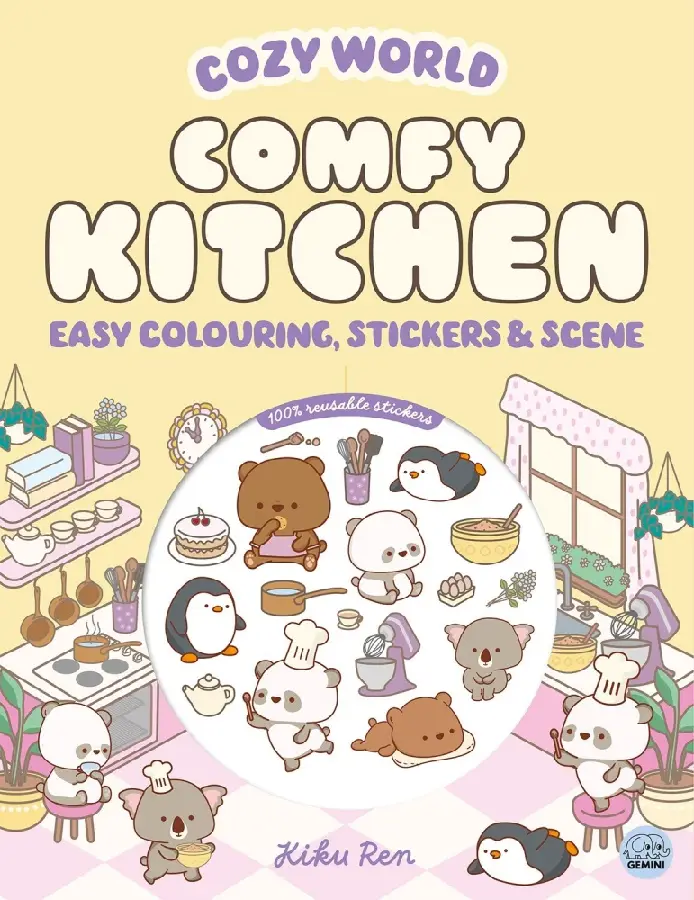 Cozy World Comfy Kitchen: Easy Colouring and Sticker Scene for Teens, Young Adults and Adults