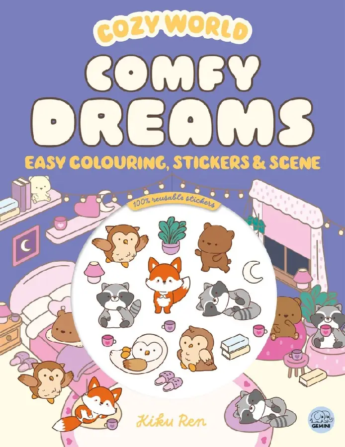 Cozy World Comfy Dreams: Easy Colouring and Sticker Scene for Teens, Young Adults and Adults