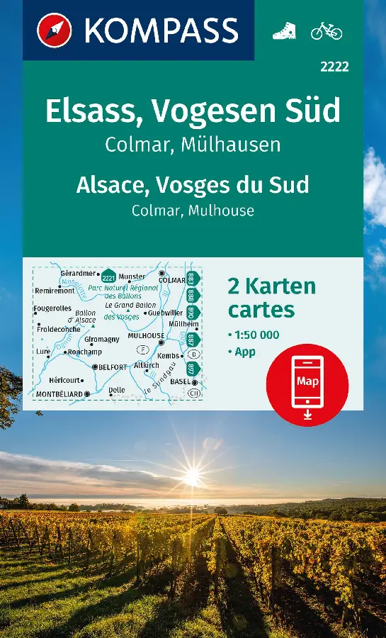 Kompass WK2222 Elsass, Vogesen Süd, Elzas, Vogezen Zuid