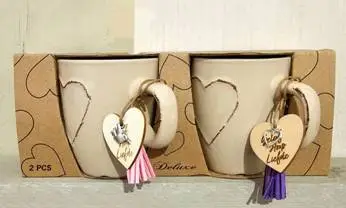 Mug set Heart (2) Faith Hope Love Cream