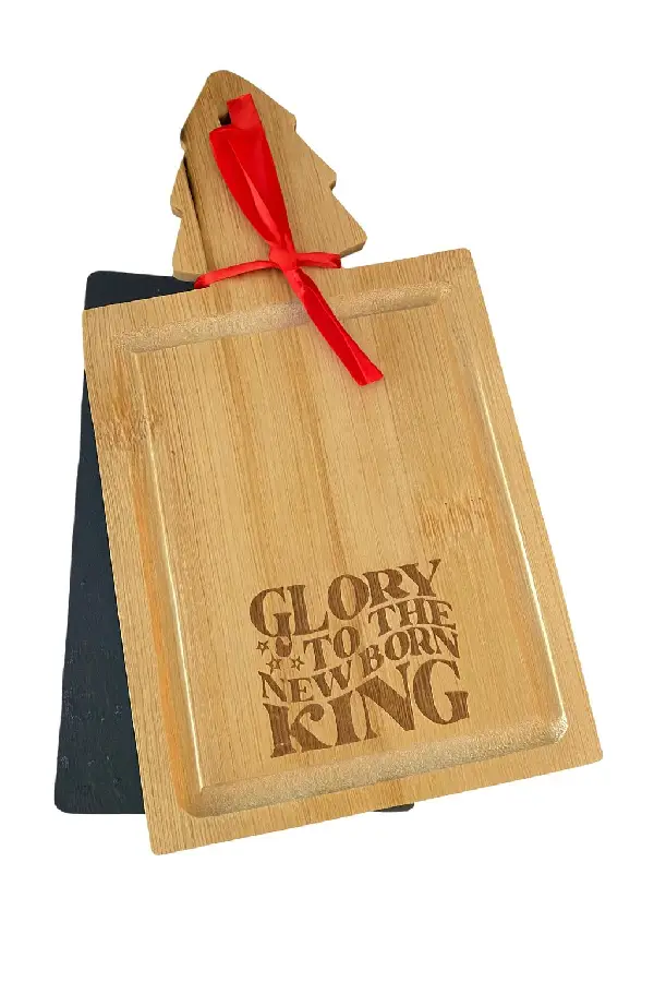 Wood and slate board Glory to the newbor