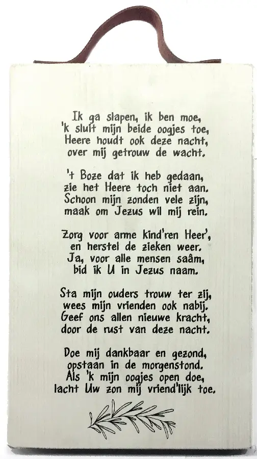 Bord Ik ga slapen, ik ben moe