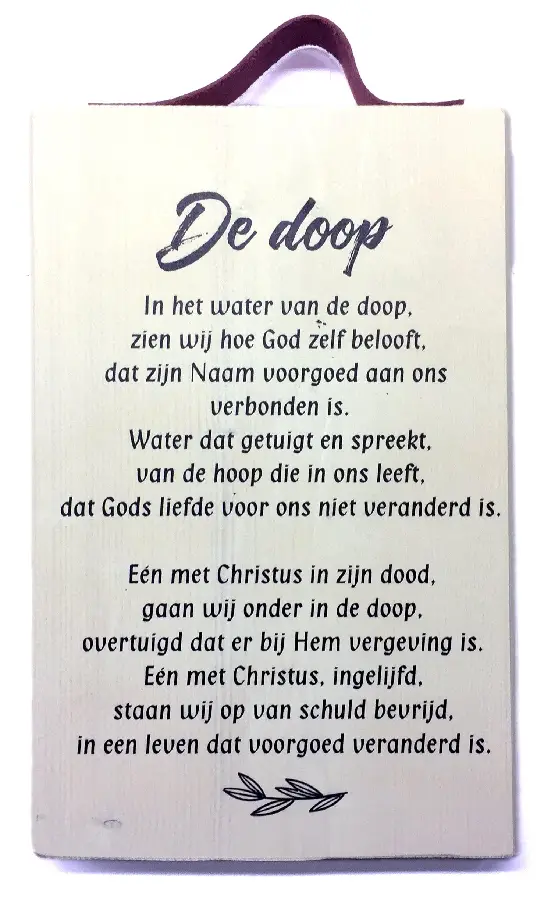 De doop, wit tekstbord 20x30cm