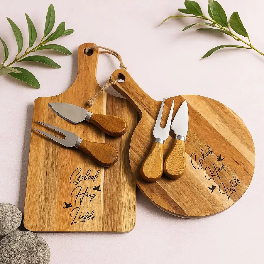 Kaasplankje, mes en vork, Geloof Hoop Li