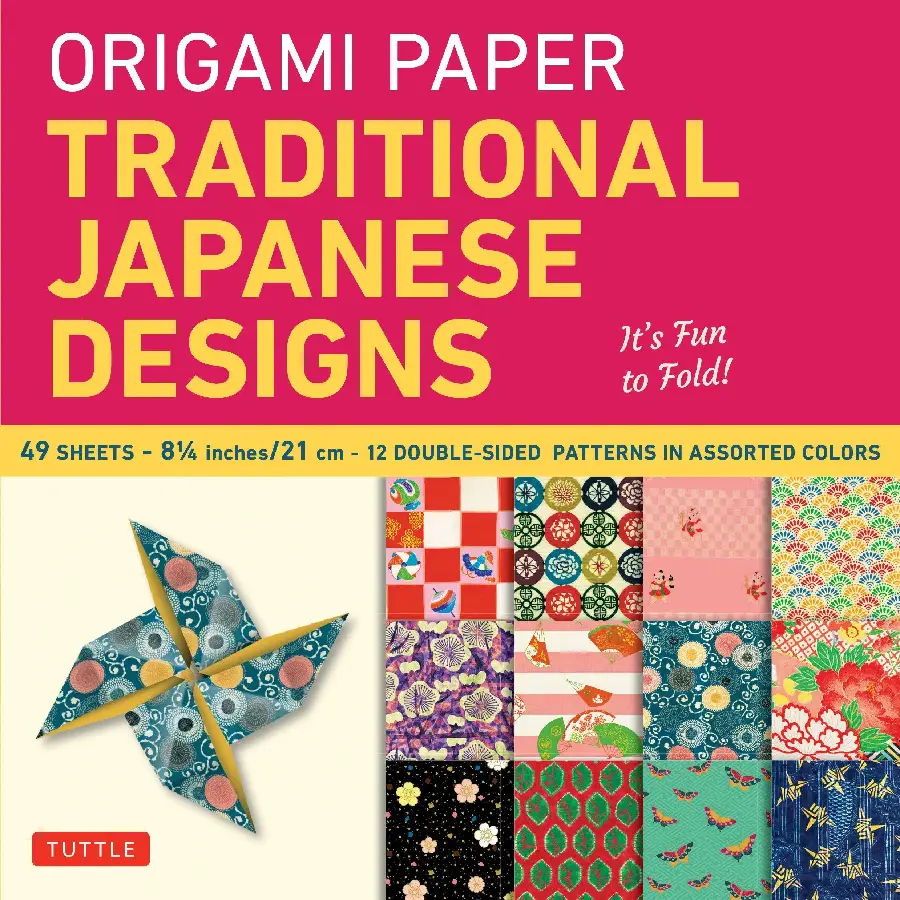 Origami Paper - Traditional Japanese Designs - Large 8 1/4'