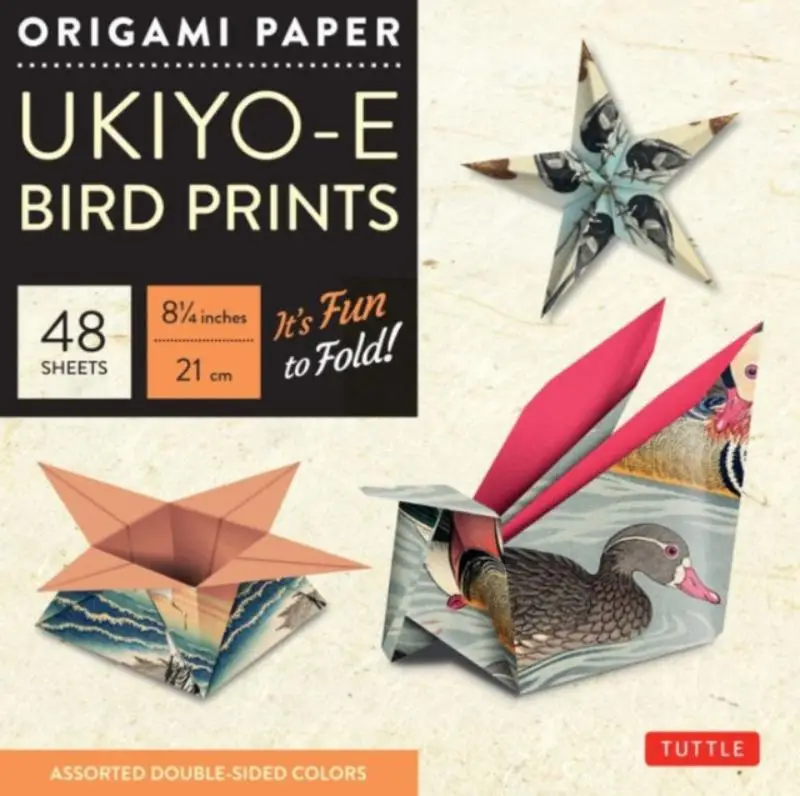 Origami Paper - Ukiyo-e Bird Prints - 8 1/4' - 48 Sheets