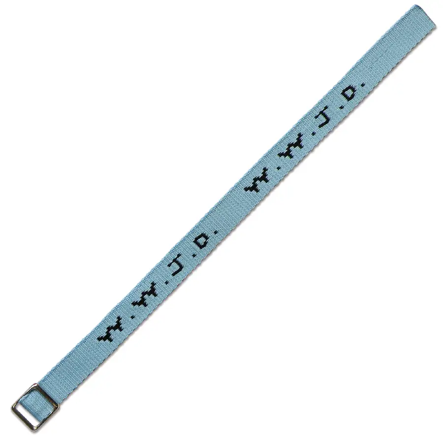 w w j d armbandje geweven hemelblauw