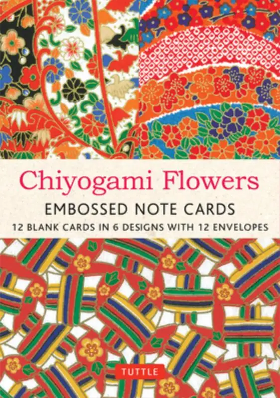 Chiyogami Flowers Embossed Note Cards - 12 Cards: 12 Blank Cards in 6 Lovely Designs (2 Each) with 12 Patterned Envelopes in a Keepsake Box